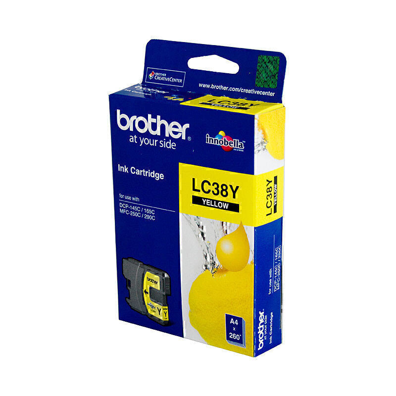 BROTHER LC38Y YELLOW CARTRIDGE - APPROX 260 PAGES