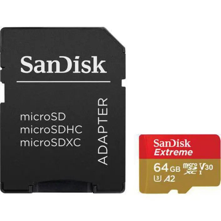 SanDisk MicroSD 64GB Extreme Class 10 MicroSDXC Memory Card and Adapter