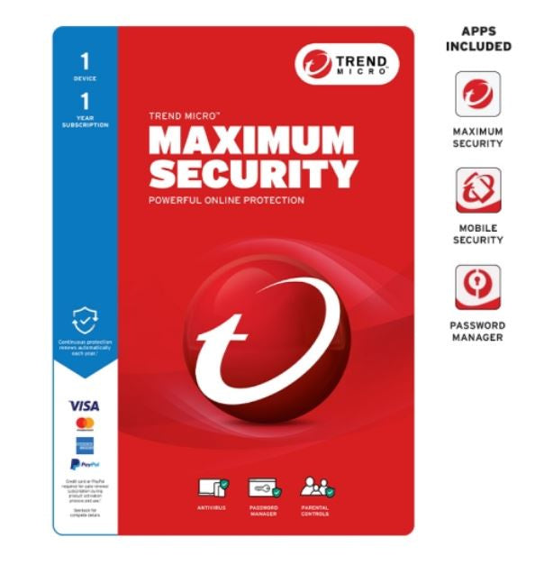 Trend Micro Maximum Security 1 Device 1 Year Protection