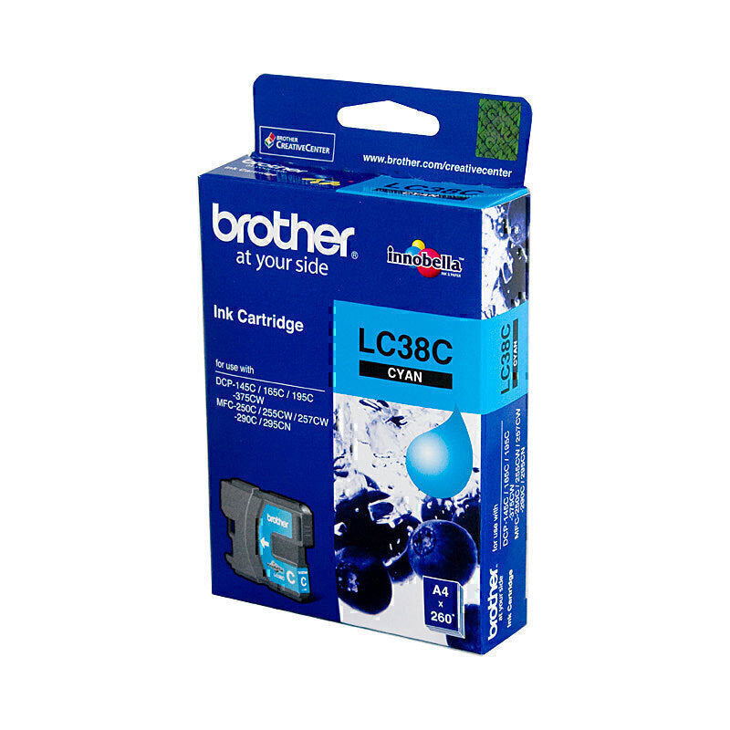 BROTHER LC38C CYAN CARTRIDGE - APPROX 260 PAGES