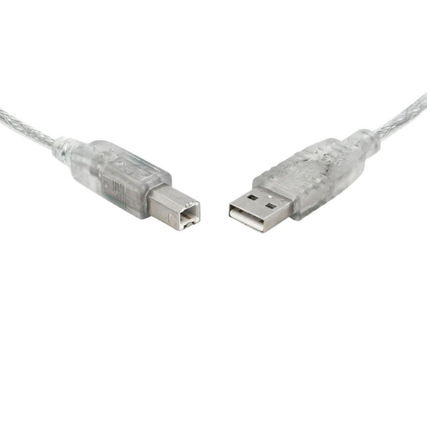 8Ware Printer Cable USB 2.0 Cable 3m A to B Transparent Metal Sheath UL Approved