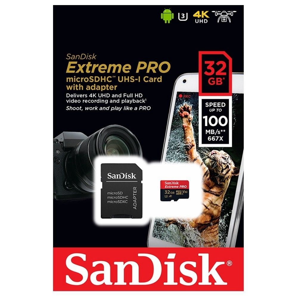 SanDisk MicroSD 32GB Extreme PRO Class 3 with Adapter