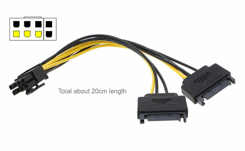 SATA to 6+2PIN VGA Power Connector