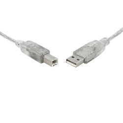 8Ware Printer Cable USB 2.0 Cable 2m A to B Transparent Metal Sheath UL Approved UC-2002AB