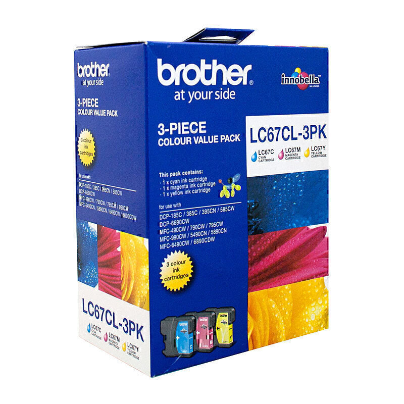 BROTHER LC67 CYAN, MAGENTA, YELLOW COLOUR PACK