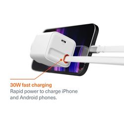 Cygnett 30W USB-C Wall Charger w/Retractable Cable - White
