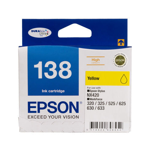 EPSON T1384 (138) H/Y YELLOW INK CARTRIDGE - 420 PAGES