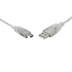 8Ware USB 2.0 Cable 1m A to Mini-USB B Male to Male Transparent