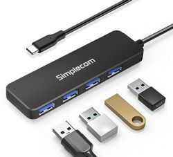 Simplecom CH340 Compact USB-C to 4 Port USB-A Hub USB 3.2 Gen1