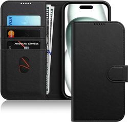 JETech Wallet Case For iPhone 15 - Black
