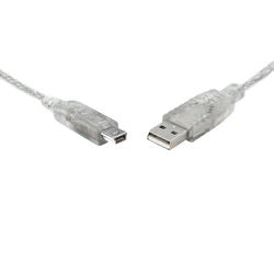 8Ware USB 2.0 Cable 1m A to Mini-USB B Male to Male Transparent