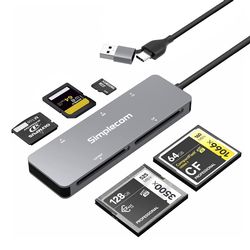 Simplecom CR407 5-Slot SuperSpeed USB 3.0 and USB-C to CFast/CF/XD/SD/MicroSD Card Reader