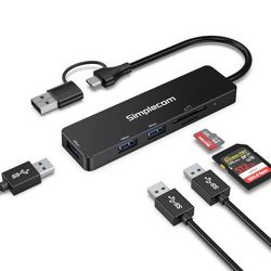 Simplecom CH365C SuperSpeed 3 Port USB Hub with SD MicroSD Card Reader