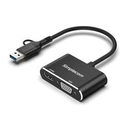Simplecom DA326C USB 3.0 & USB-C - to HDMI/VGA Adapter